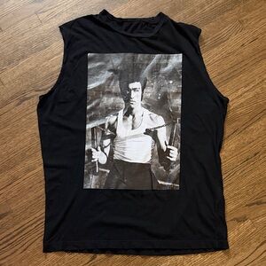 DSQUARED2 Black Sleeveless Graphic Tank with Monochrome Print